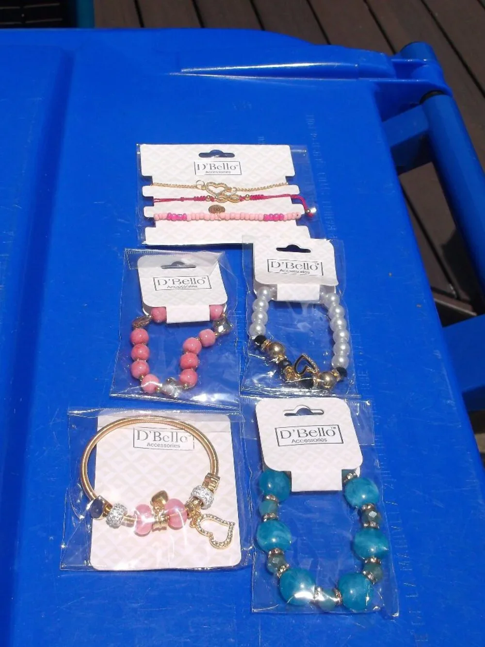 NWT D’Bello Bracelet Bundle • 5 Cards • 7 Bracelets • Pink, Gold & Turquoise
